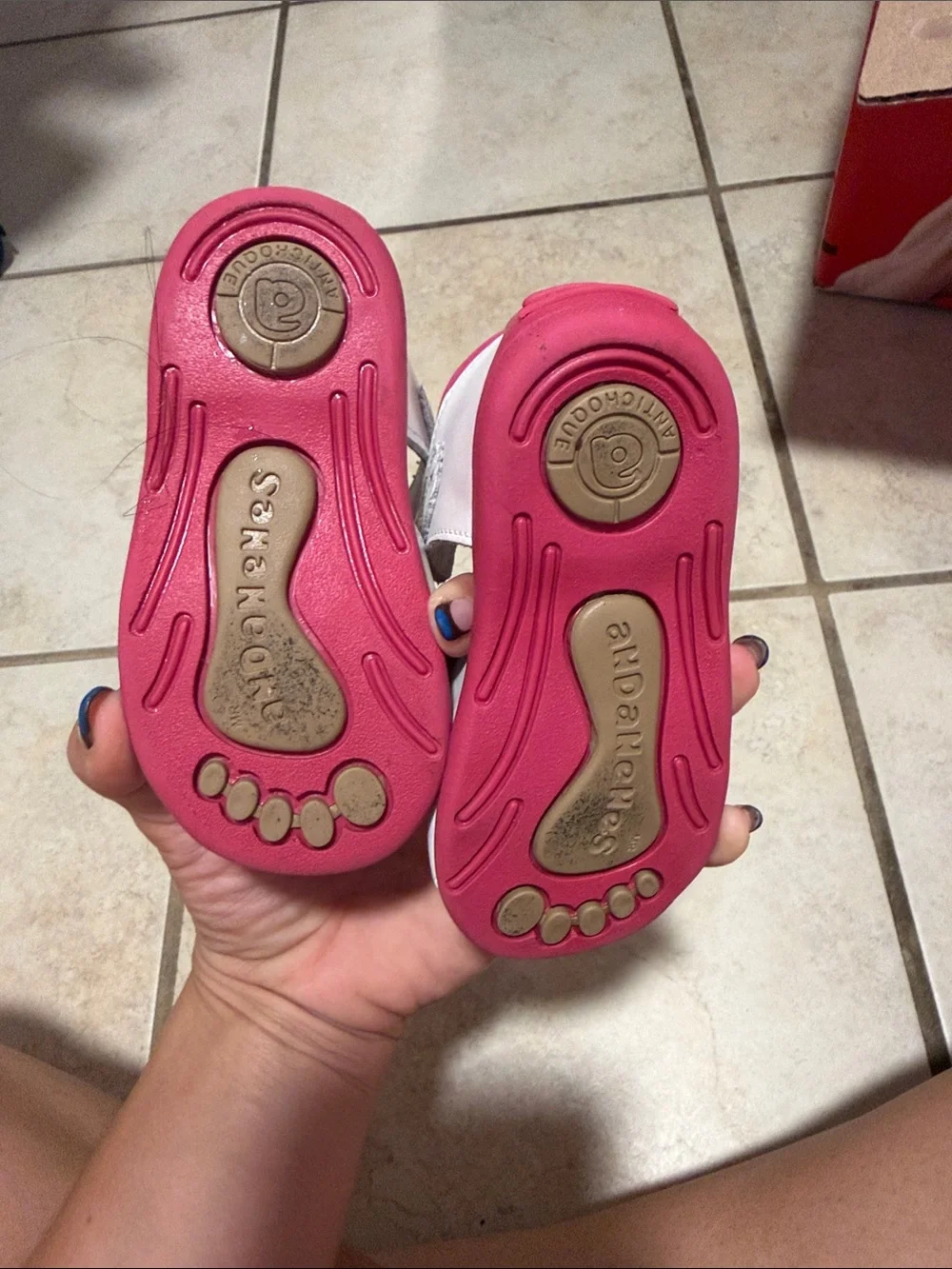 Stride Rite White Sandals with Pink Floral Appliqués